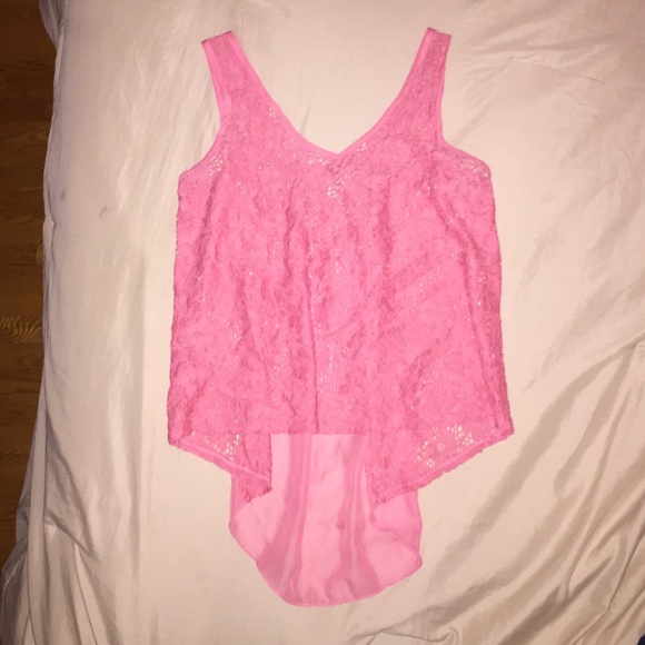 Pink lace tank top