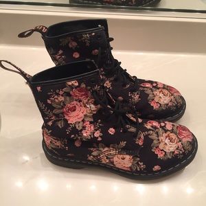 Women size 10 Black Floral Doc Martens