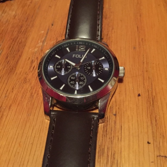 Men's Folio Watch with leather strap
