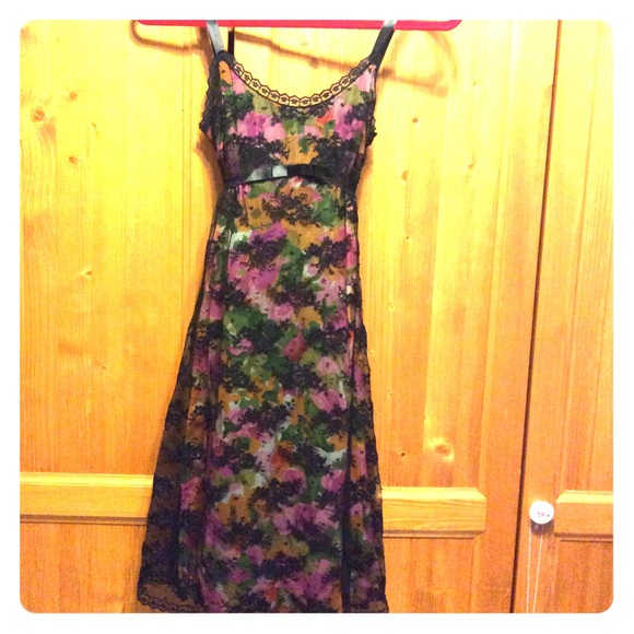 Anna Sui Black Lace and floral Dress size 2