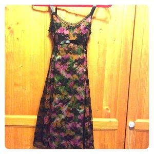 Anna Sui Black Lace and floral Dress size 2