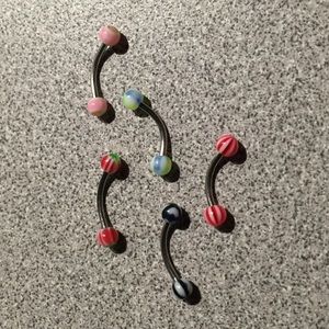 Set 5 new eyebrow ring piercings
