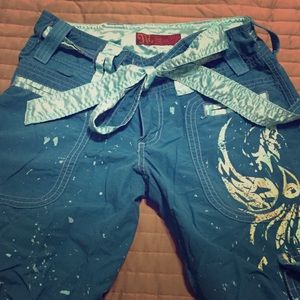 MISS ME Aqua/blue sexy cargo pants