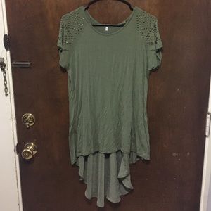 Olive Green studded Hi-Low Top