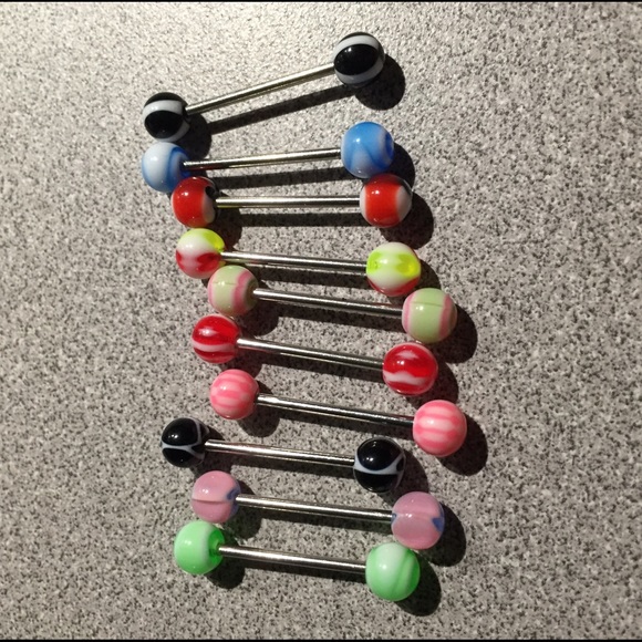 Huge lot 10 tongue rings piercings jewelry