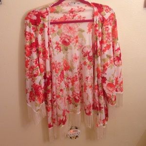 PINK FLORAL KIMONO