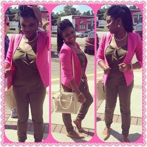 Hunter Green All in one Romper Set,/ Pink Blazer