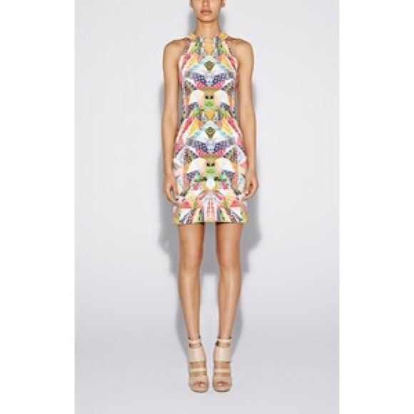 Nicole Miller | Origami Pineapple Linen-Blend Halter Neck Dress