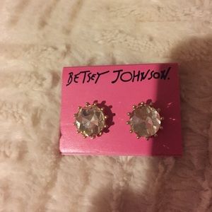 Betsy Johnson Crystal and Gold Earrings
