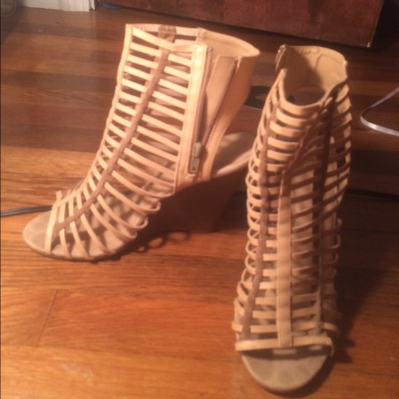 Tan Strappy Wedge
