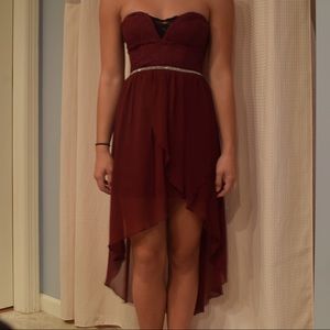 Maroon High-Low Homecoming  Dress
