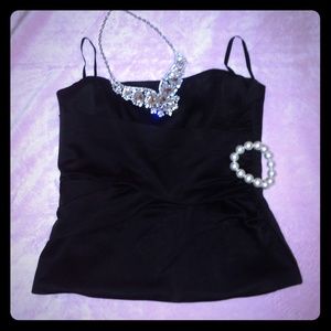 BCBG MAXAZRIA Black Satin Strapless Top