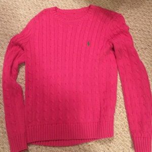 Thick Ralph Lauren Crew Neck Pullover Sweater pink