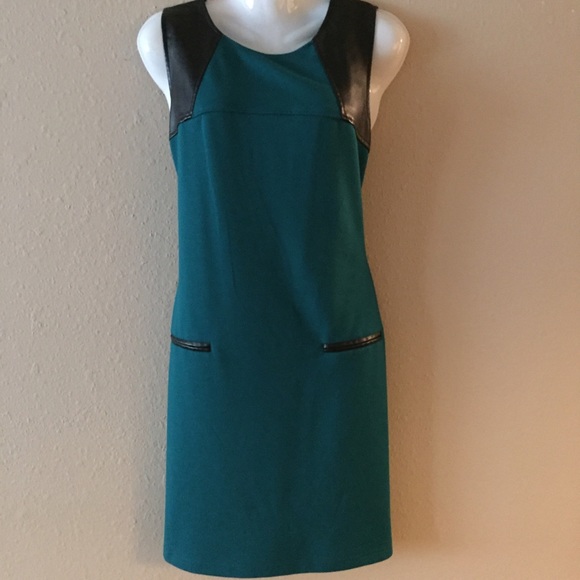 Spense Dresses & Skirts - New fall green with leather shoulders dress