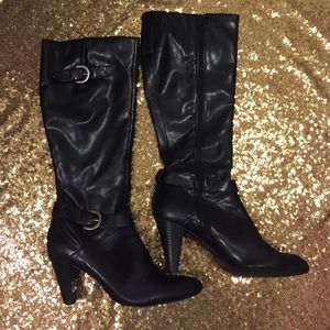 black knee high boots with heel