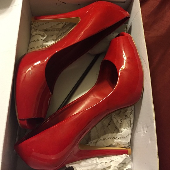 Red Aldo patent leather heels
