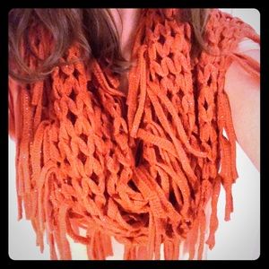 Steve Madden burnt orange fringe infinity scarf