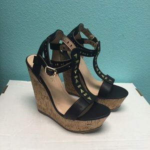 Final Sale! Black cork wedges