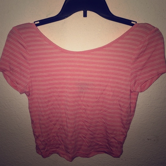 Pink and white striped crop top - Picture 1 of 2