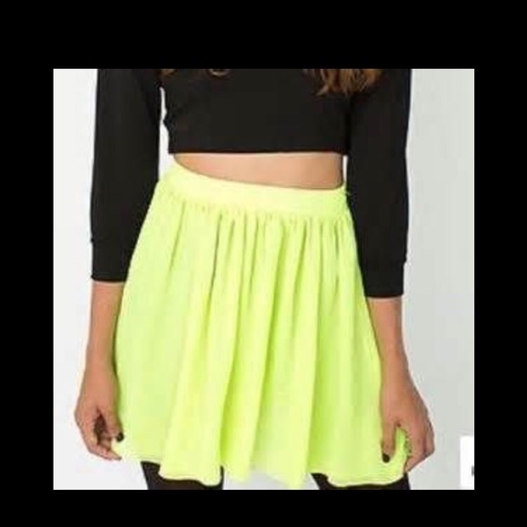New Neon Yellow American Apparel Skater Skirt