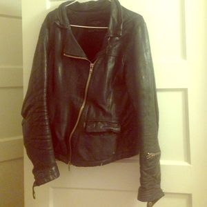 All Saints black leather motorcycle jacket