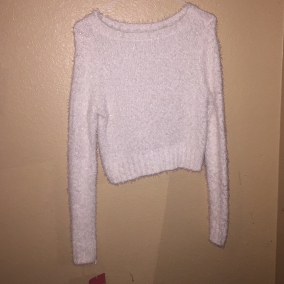 White fuzzy sweater