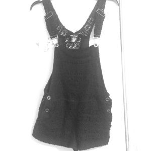 Black crocheted overalls