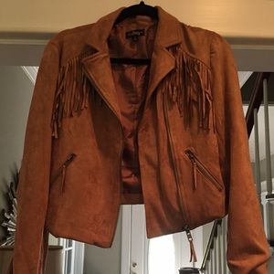 Faux Suede Fringe Jacket