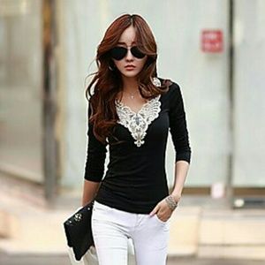 Black lace blouse