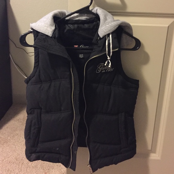 Guess puffy vest with hoodie