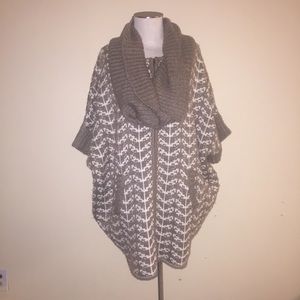 Zara Sweater/Coat with detachable infinity scarf.