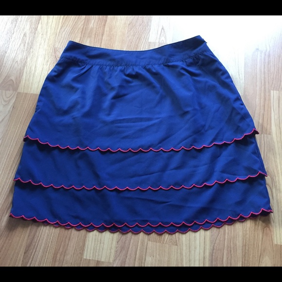 💖Skirt by TULLE layered navy blue/red trim - Picture 2 of 4