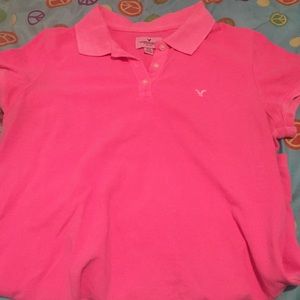American eagle pink polo shirt