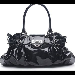 Salvatore Ferragamo Bags - Salvatore Ferragamo Black Patent "Marisa" Satchel Salvatore Ferragamo Bags - Salvatore Ferragamo Black Patent "Marisa" Satchel