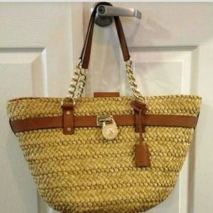 NWT $328 Michael Kors Large Hamilton Straw Bag