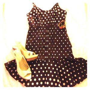 Adorable Brown Sundress with Pink Polka Dots