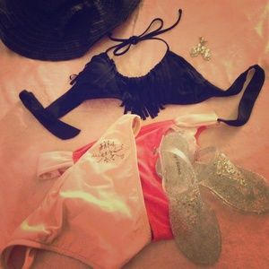 Bikini - Mix n Match Black Top, Pink Bottoms