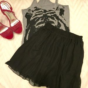 Chiffon black mini skirt