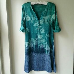 Serene blue green loose tunic dress