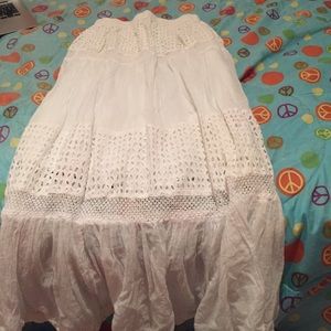 Long white floral Skirt