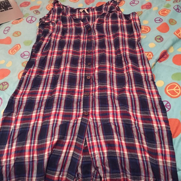 Long plaid shirt dress