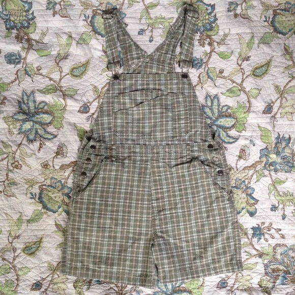 plaid overall shorts