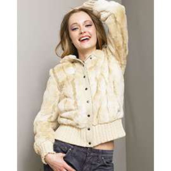 Juicy Couture Fur Hooded Jacket - Beige