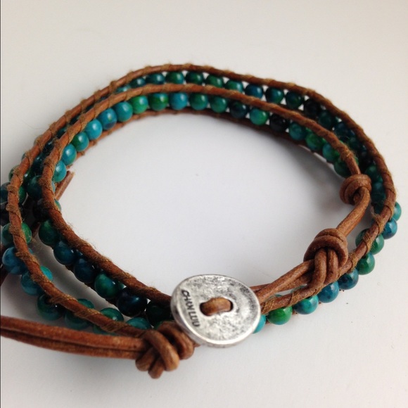 Chan Luu Turquoise and Brown Leather Wrap Bracelet