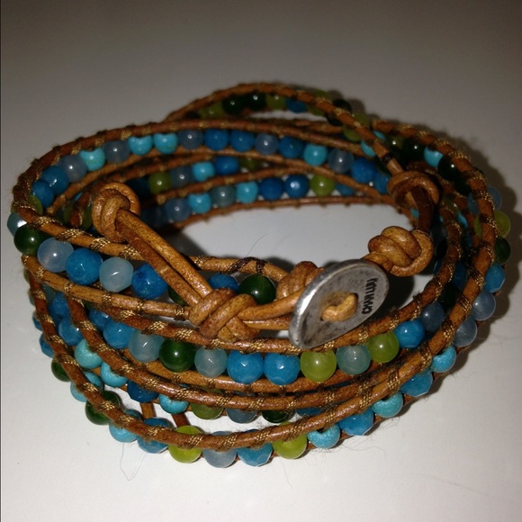 Chan Luu Turquoise & Brown Leather Wrap Bracelet