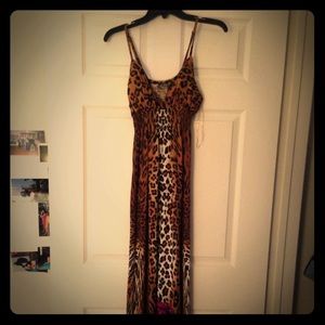 Animal print spaghetti strap maxi dress