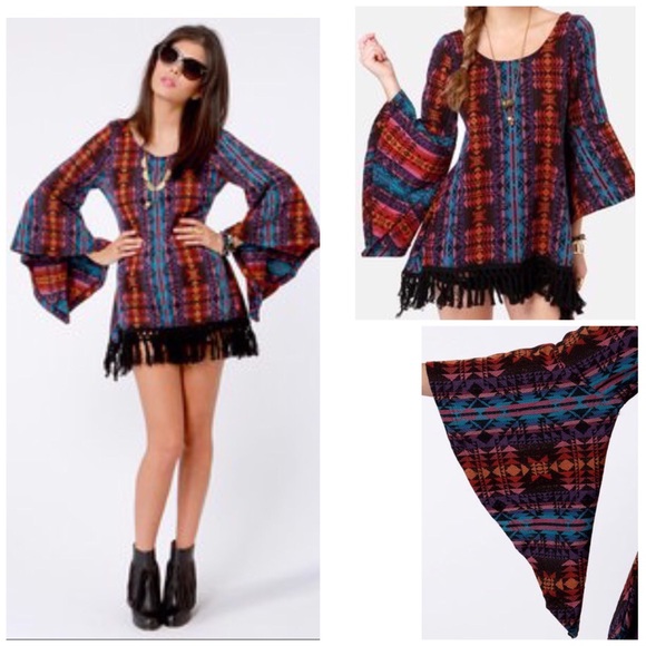 SOLD 🌻Free People Gypsy Junkies Boho Fringe Tunic - Picture 2 of 4
