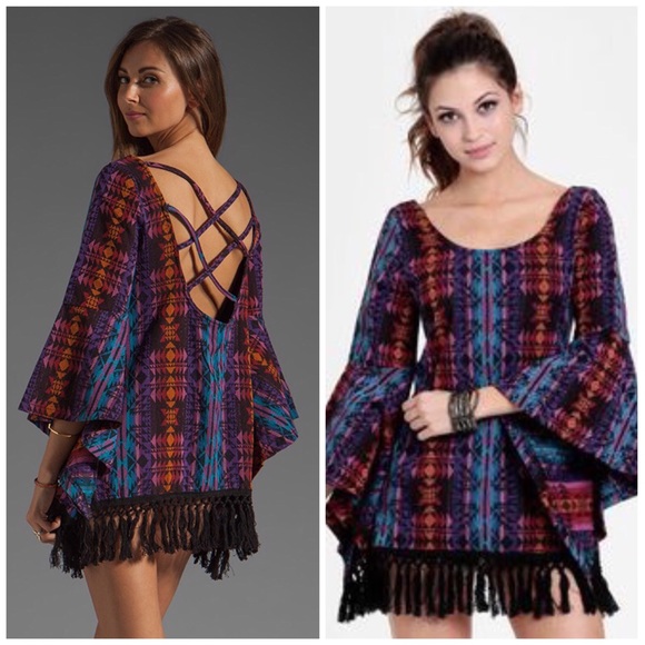 SOLD 🌻Free People Gypsy Junkies Boho Fringe Tunic - Picture 3 of 4