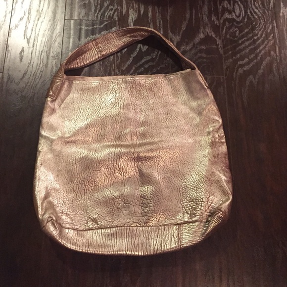 Matallic leather tote