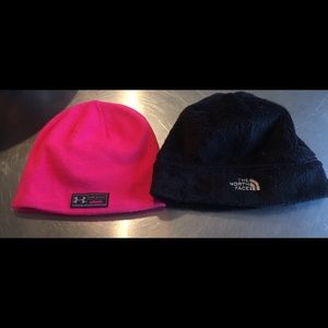 New! TWO hats! North Face black&Under Armour pink!